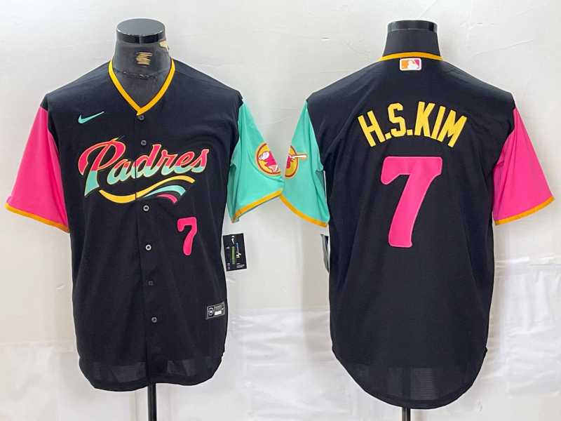 Men%27s San Diego Padres #7 Ha Seong Kim Number Black NEW 2023 City Connect Cool Base Stitched Jersey->san diego padres->MLB Jersey